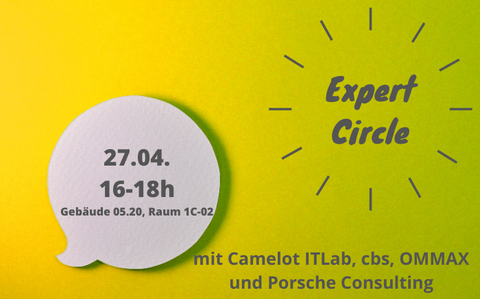 Sprechblase auf gelben Hintergrund mit Schriftzug "Expert Circle"